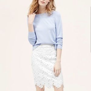 Ann Taylor Loft Floral Ivory White Lace Pencil Skirt